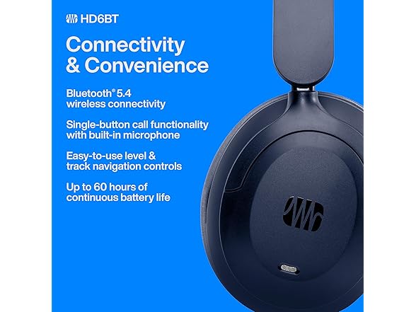 (NEW) PreSonus Eris HD6BT - Over-Ear ANC Noise Cancelling Wireless Headphones