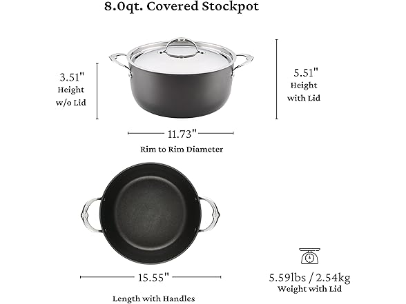 Hestan TITUM Fusion 8 Quart Nonstick Stock Pot with Lid