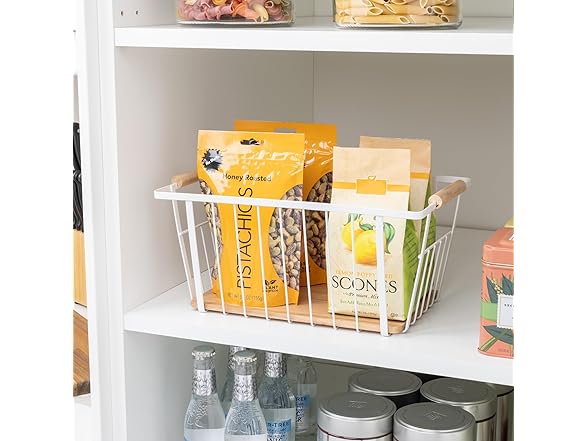 Smart Design Wood and Steel Wire Basket