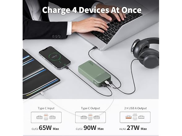 JUOVI Laptop Power Bank 90W 20000mAh