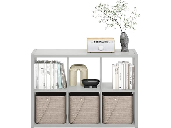 Furinno CUBICLE Book Shelf, 6-Cube Thick Frame