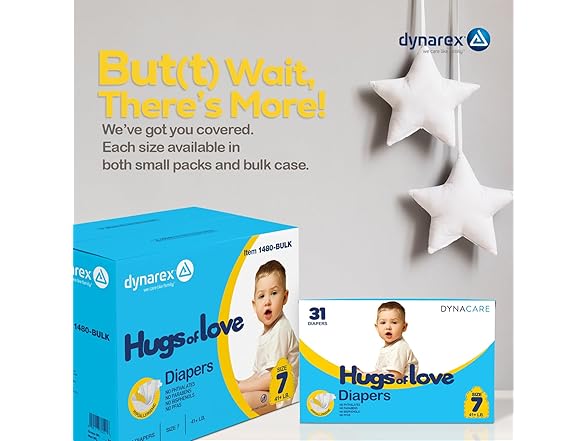 Dynarex Hugs-of-Love Diapers Size 7 124ct