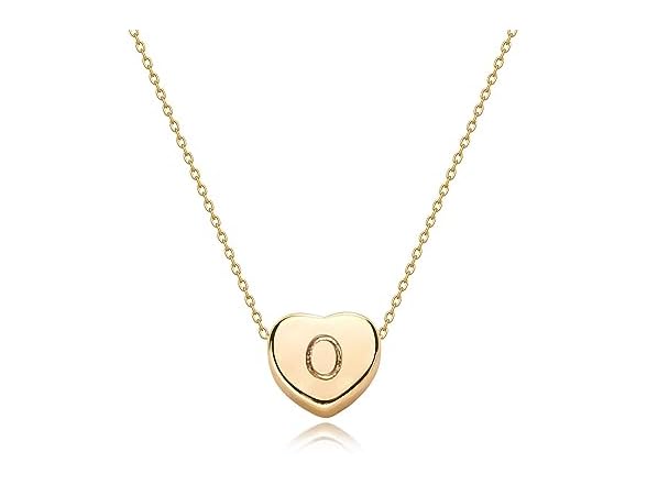 Tiny Gold Initial Heart Necklace (O)