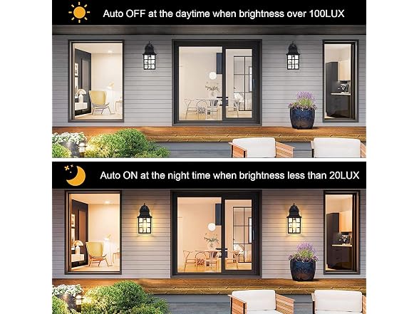 WIHTU Dusk to Dawn Outdoor Wall Lights 2Pack