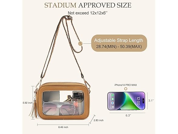 Clear Crossbody Bag with Guitar Strap