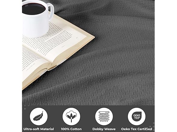 Superior Nobel Cotton Chevron Blanket, King, Charcoal