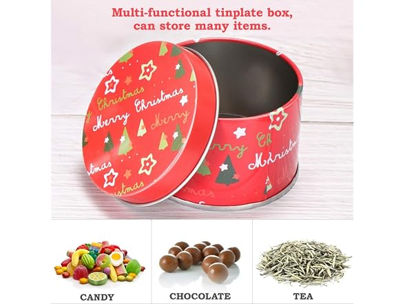 4pcs Christmas Tin Box Metal Cookie Box