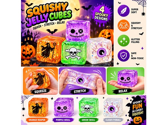 Halloween Jelly Cube Squishy 2-Pack Mystery Set
