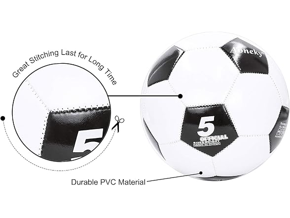 Aoneky White/Black Soccer Ball with Pump