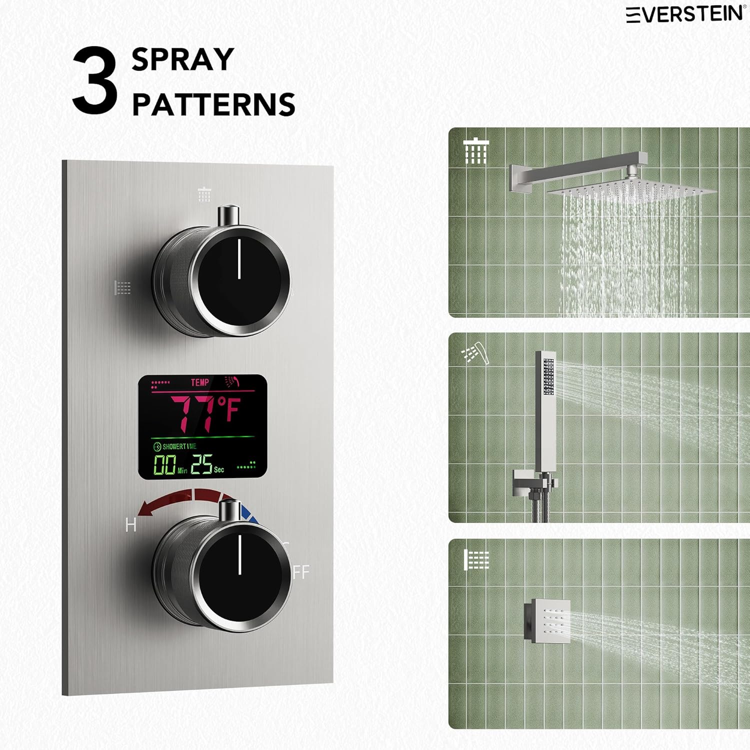 EVERSTEIN SFS-1014-NK12 12" Brushed Nickel Shower System - Gallery 13