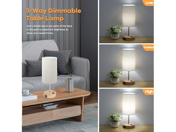 Brightever set of 2 Table Lamps with 2 USB Charging Ports