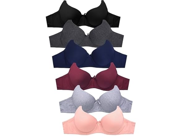 6Pk Womens Basic Plain Bras (Rachel)