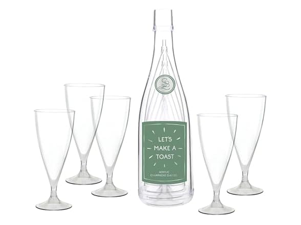 Santa Barbara Design Studio Acrylic Let's Toast Bottle with 5 Glasses