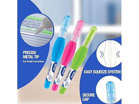 BAZIC Metal Tip Mini Correction Pen, 3ml (Pack of 3)
