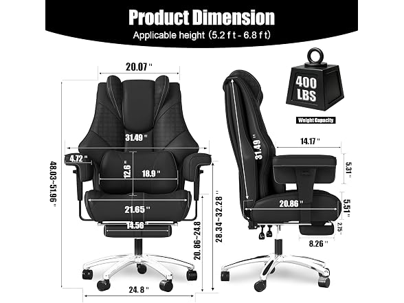 Big and Tall Office Chair, Foot Rest