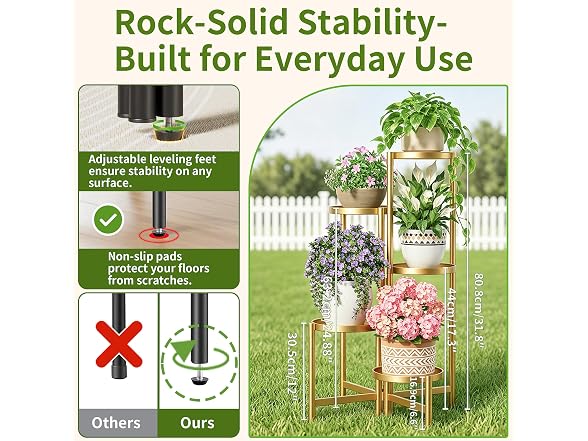 NQW Tall Gold Plant Stand Indoor Gold