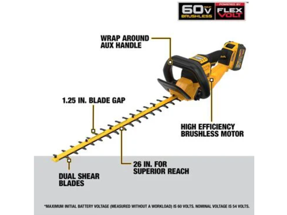 DEWALT DCHT870T1 60V MAX Hedge Trimmer 26in Kit