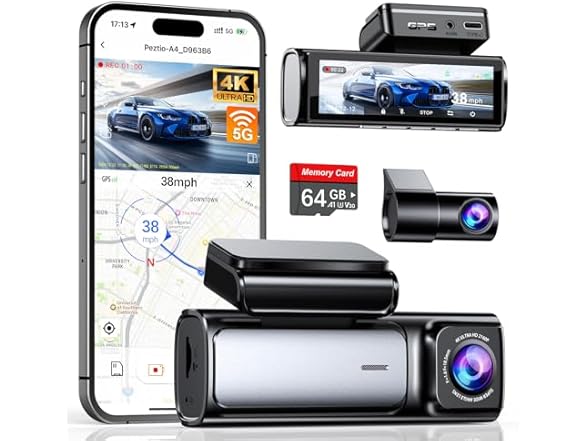 Affver 4K Dash Cam | 3.59" Screen | 64GB DS
