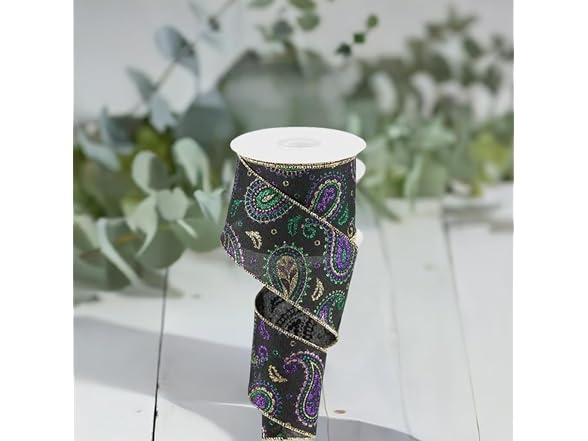Paisley Wired Edge Ribbon - 10 Yards (2.5