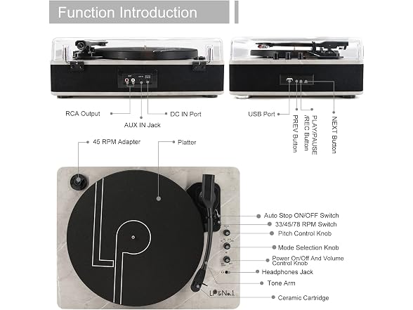 LP&No.1 Record Player Turntable USB - Gallery 9