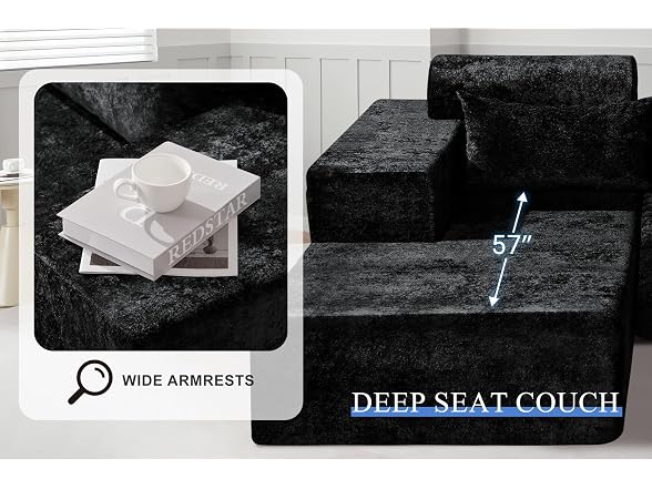 HABUTWAY 105" Velvet L-Shape Sectional