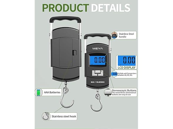 MEIYA 110lb/50kg Digital Fishing Scale