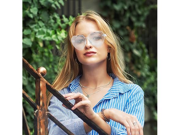 Maxdot (M) Heart Shape Sunglasses Rimless Favors