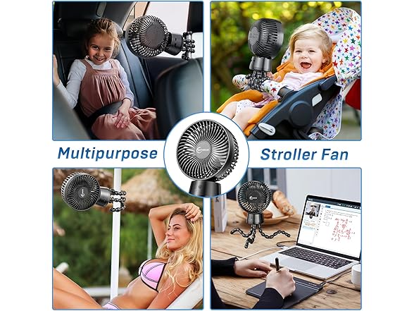 WITHOUSE Portable Stroller Fan Oscillation