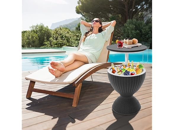 Black Patio Bar Side Table