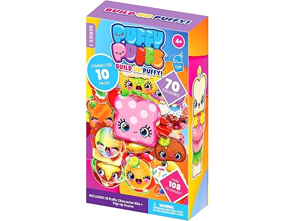 Puffy Puffs 3D Characters Stickers 10Pk
