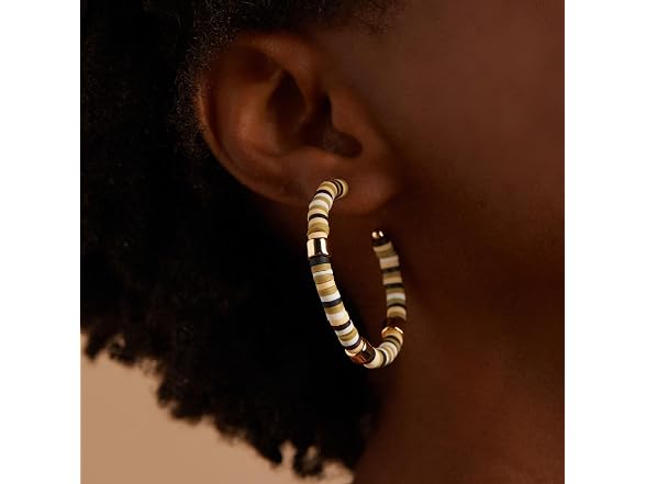 Alex and Ani Beaded Hoop Earrings, Natural