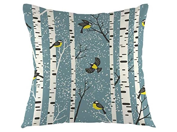 oFloral Birch Tree Throw Pillowcase