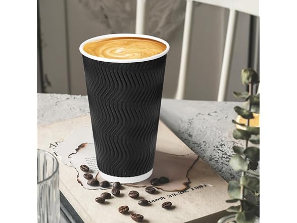 (100 Pack) 16 oz Coffee Cups with Lids
