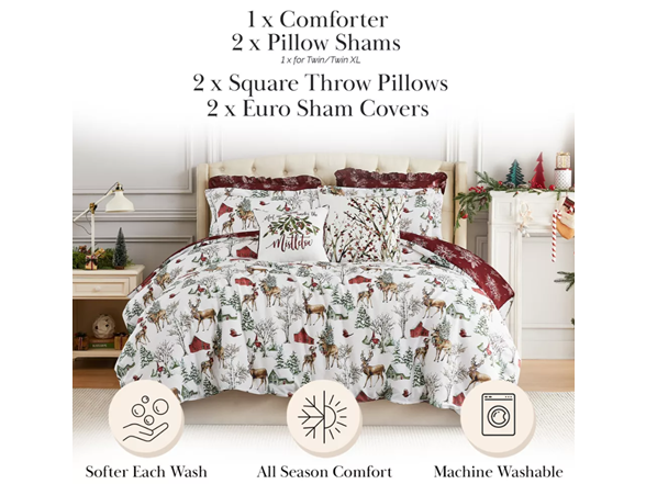 Oversized 7Pc Christmas Comforter Set