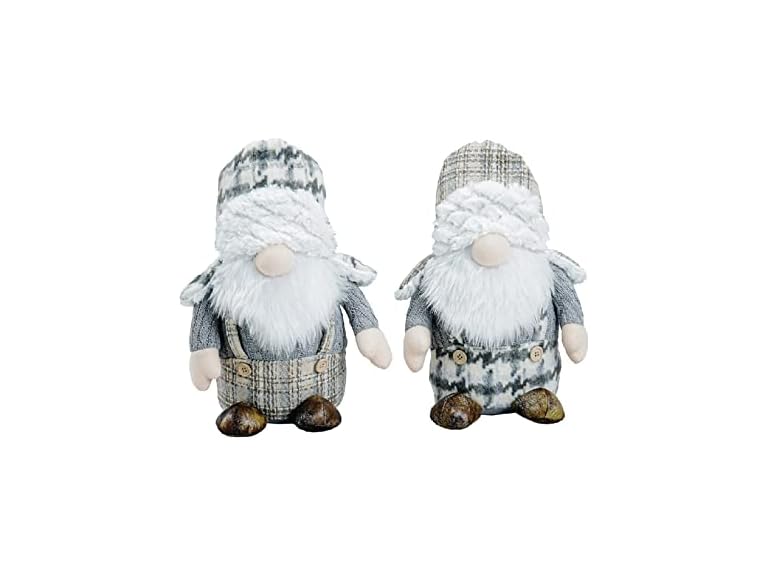 11" Gray Plaid Gnomes (Set of 2)