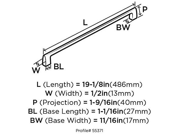 Amerock Riva Pull, 18", Graphite