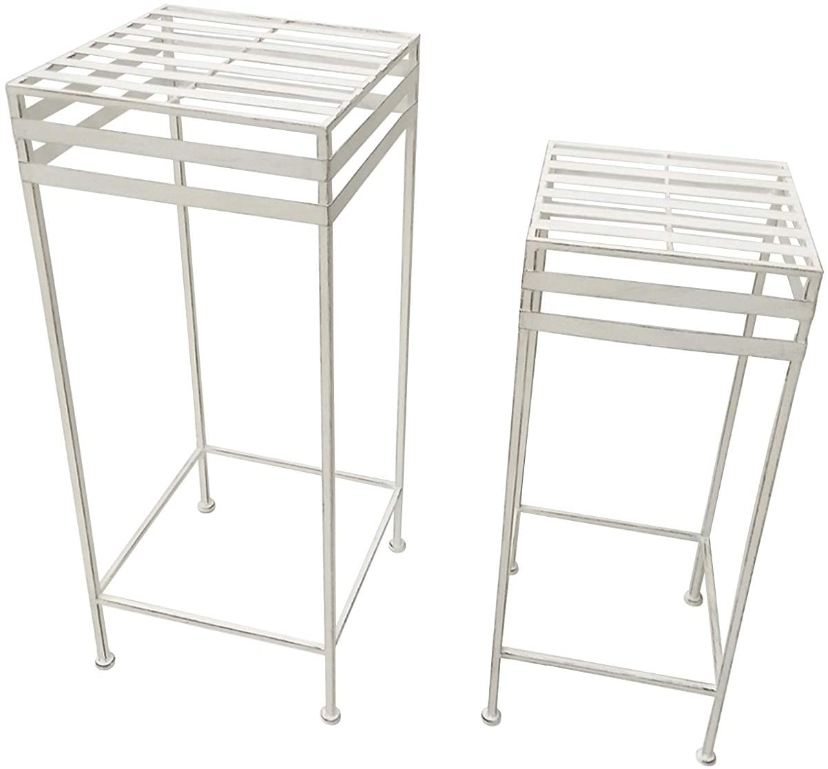 Set of 2 Plant Stands, Antique White - Gallery 2