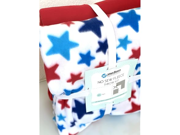 YourFleece Stars Red White and Blue No-Sew