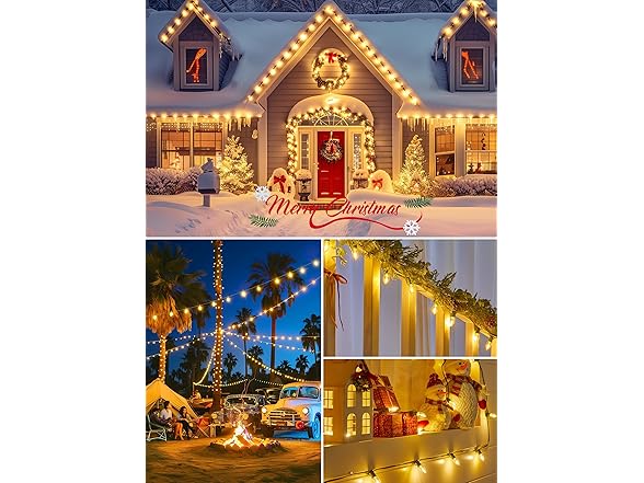 Brightown Vintage C9 LED Christmas Lights Outdoor, 100ft