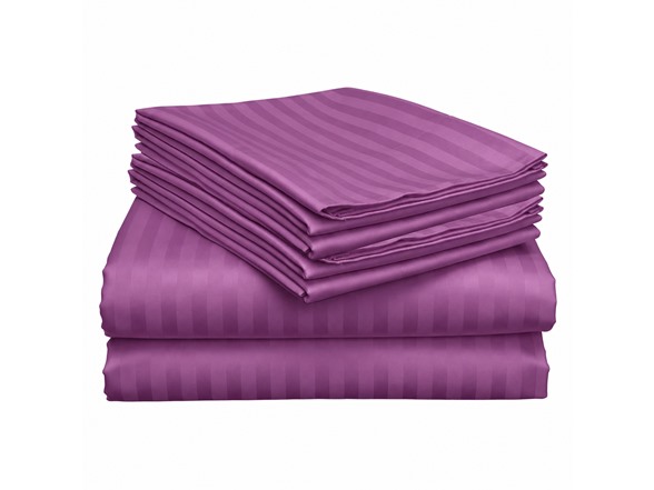 4-Piece Dobby 100% Polyester Stripe Bed Sheet Set
