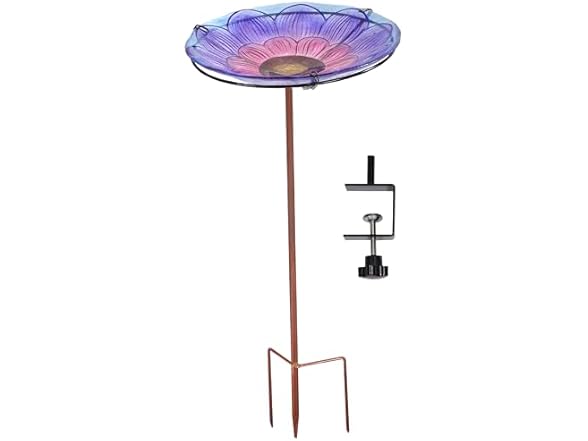 Sunnydaze Glass Bird Bath Bowl - 10.5" Diameter