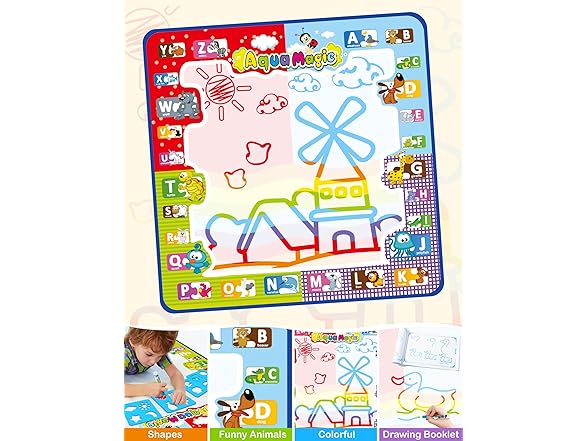 Jasonwell Aqua Water Doodle Mat 31"x31" Alphabet