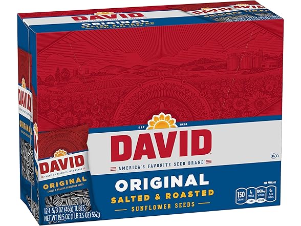 12PK DAVID Sunflower Seeds, Original Flavor