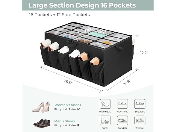 STORAGEIDEAS Extra Large Fabric Shoe Organizer for Closet