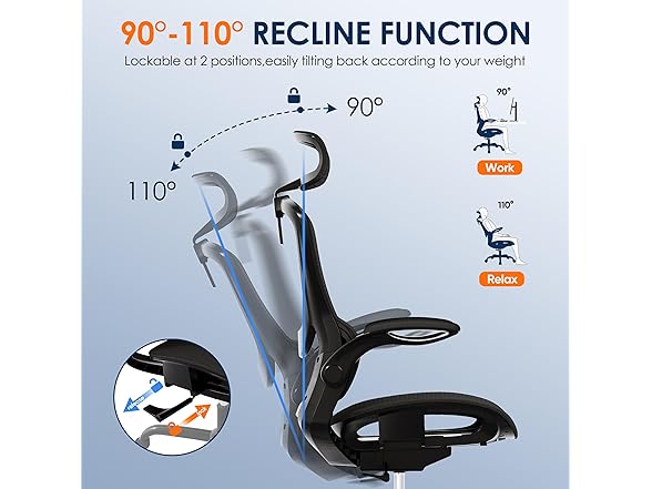 GABRYLLY Office Desk Chair w-Flip Up Arms