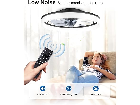 AQUBT 20" Modern Low Profile Ceiling Fan