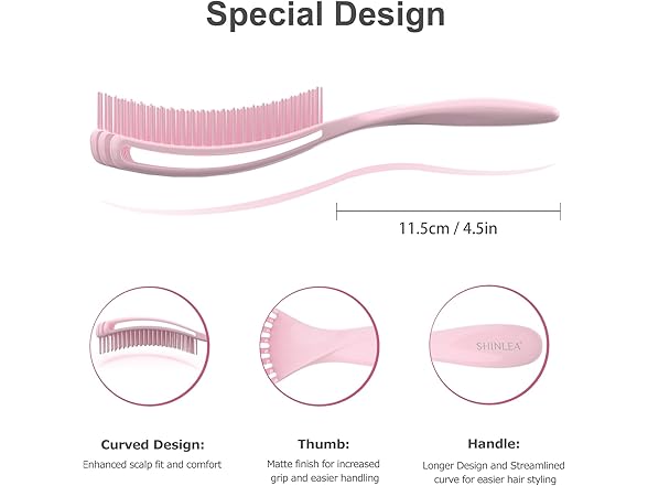 SHINLEA Detangler Brush Curly Pink