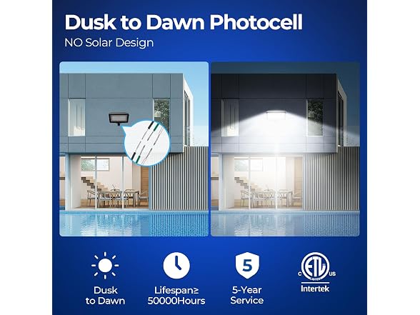 CINOTON 50W LED Flood Light Dusk to Dawn