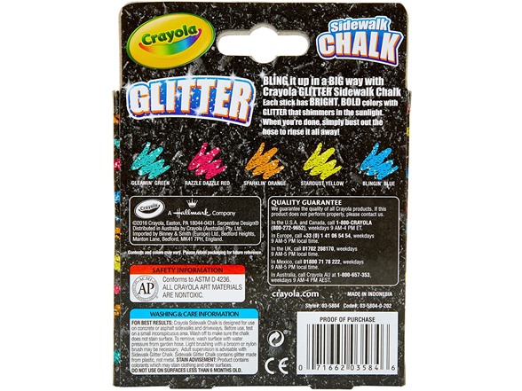 Crayola Outdoor Chalk w/ Glitter (5-Pc)