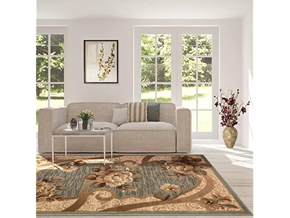Superior Traditional Oversized Floral Border Rug